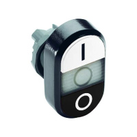 Кнопка двойная MPD6-11С белая/черная прозрачная линза с текстом I/O ABB