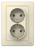 Розетка двойная с заземлением без шторок скрытой установки 16A 250В Systeme Electric Blanca Молочный