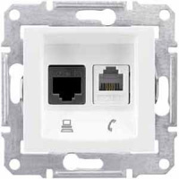Розетка телефонная RJ11 + компьютерная RJ45 кат.5е UTP Schneider Electric Sedna Белый