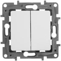 Переключатель 2-клавишный 10A автоматические зажимы Legrand Etika Белый