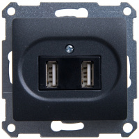Розетка USB 5В /1400 мА 2 х 5В /700 мА механизм Schneider Electric Glossa Антрацит