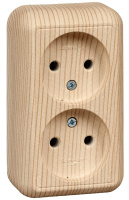 Розетка 2-ая б/з 10A изолир. плата накладная в сборе (DIY) Wessen Прима Сосна