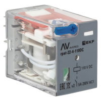 Реле промежуточное с кнопкой и мех. индикацией RPAt 22/4 5A 110В DC EKF AVERES