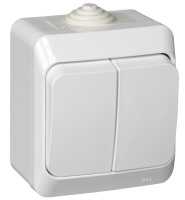 Выключатель 2-клавишный накладного монтажа IP44 SE Этюд Белый