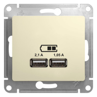Розетка USB A+A 5В/2,1 А 2х5В/1,05 А механизм Systeme Electric Glossa Бежевый