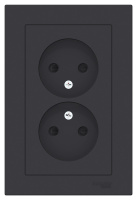 Розетка двойная без заземления со шторками16A в сборе Schneider Electric AtlasDesign Карбон