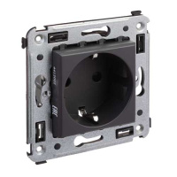 Розетка в стену 2P+E с з/ш DKC Avanti Черный матовый