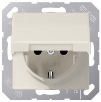 Механизм Розетка штепсельная SCHUKO 16A 250В~ с откидной крышкой со шторками Jung Слоновая кость