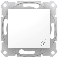 Выключатель 1-клавишный кнопочный с символом "Звонок" 10A Schneider Electric Sedna Белый