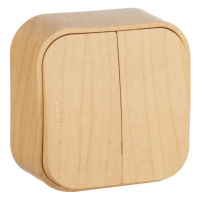 Выключатель 2-клавишный 10A IP20 Legrand Quteo Сосна