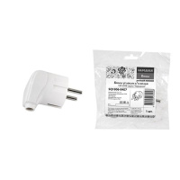 Вилка угловая с заземлением 16A 250V IP20 белая TDM "Народная"