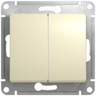 Переключатель 2-клавишный 10A (схема 6+6) Systeme Electric Glossa Бежевый