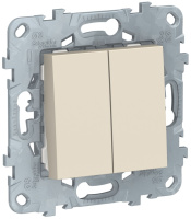 Переключатель 2-клавишный 2 х сх.6 10 AX 250В Schneider Electric Unica New Бежевый