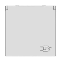 Розетка с заземлением с защитными шторками с крышкой 2 мод ABB NIE Zenit Серебряный N2288.1 PL