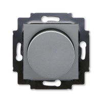 Светорегулятор поворотно-нажимной 60-600 Вт R сталь / дымчатый чёрный ABB Levit M