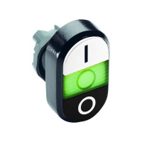 Кнопка двойная MPD6-11G белая/черная зеленая линза с текстом I/O ABB