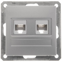Розетка компьютерная 2-ая RJ45 кат.5e Wessen 59 Матовый хром