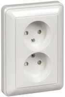 Розетка 2-ая без заземления в сборе с рамкой Wessen 59 Белый