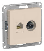 Розетка двойная комп+TV RJ45+TV кат.5E механизм Schneider Electric AtlasDesign Бежевый