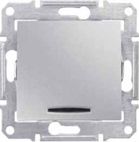 Переключатель 1-клавишный с индикацией 10A Schneider Electric Sedna Алюминий