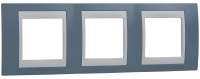 Рамка 3-постовая горизонтальная Schneider Electric Unica Хамелеон Синий/Белый