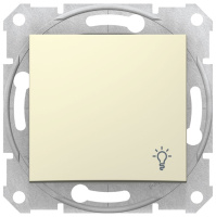 Выключатель 1-клавишный кнопочный с символом "Свет" 10A Schneider Electric Sedna Бежевый