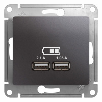 Розетка USB A+A 5В/2,1 А 2х5В/1,05 А механизм Systeme Electric Glossa Графит
