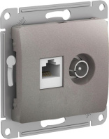 Розетка двойная ТВ + компьютерная RJ45 кат. 5Е механизм Systeme Electric Glossa Платина
