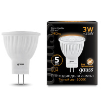 Лампа светодиодная MR11 GU4 150-265В 3Вт 3000К Gauss Лампа светодиодная MR11 GU4 150-265В 3Вт 3000К Gauss