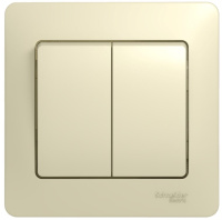 Выключатель 2-клавишный (схема 5) в сборе с рамкой Systeme Electric Glossa Бежевый