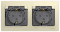 Розетка двойная с заземлением со шторками в сборе IP44 Systeme Electric Glossa Бежевый