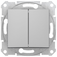 Выключатель 2-клавишный 10A Schneider Electric Sedna Алюминий