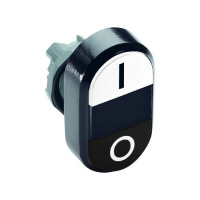 Кнопка двойная MPD6-11B белая/черная непрозрачная черная линза с текстом I/O ABB