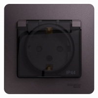 Розетка с заземлением со шторками с крышкой IP44 16A 250В в сборе Systeme Electric Glossa Сиреневый туман