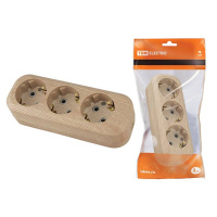 Колодка розеточная 3 гнезда с заземлением 16A 250V IP20 сосна TDM ЭКО