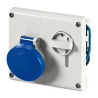 Розетка панельная с механической блокировкой и верхним расположением разъема IP44 32А 2P+E 230В DKC