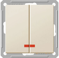 Выключатель 2-клавишный (схема 5) с индикацией 16A Wessen 59 Слоновая кость