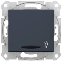 Выключатель 1-клавишный кнопочный с подсветкой с символом "Свет" 10A Schneider Electric Sedna Графит