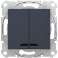 Выключатель 2-клавишный с подсветкой 10A Schneider Electric Sedna Графит
