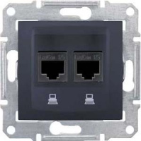 Розетка компьютерная 2-ая RJ45 кат.6 STP экранированная Schneider Electric Sedna Графит