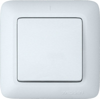 Выключатель 1-клавишный кнопочный 6A скрытой установки в сборе (опт) Wessen Прима Белый