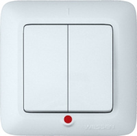 Выключатель 2-клавишный с индикацией 6A в сборе (DIY) Wessen Прима Белый