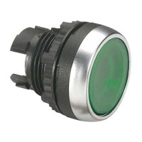 Головка ''нажал - вкл., нажал - откл.'' ∅ 22,3 - Osmoz - для компл. - с подсветкой - с потайным толкателем - зеленый Legrand