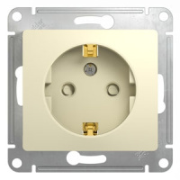 Розетка с заземлением с защитными шторками Systeme Electric Glossa Бежевый