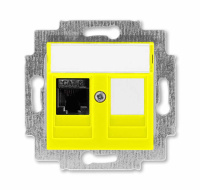 Розетка информационная RJ45 категория 6 и заглушка жёлтый ABB Levit