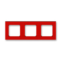 Рамка 3 поста красный / дымчатый чёрный ABB Levit