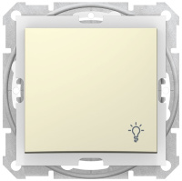 Выключатель 1-клавишный кнопочный с подсветкой с символом "Свет" 10A IP44 Schneider Electric Sedna Бежевый