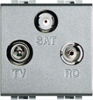 Розетка TV-FM-SAT оконечная, 2 мод Bticino Living Light Алюминий