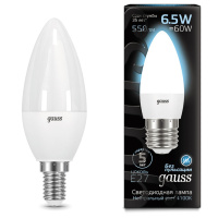 Лампа светодиодная E14 150-265В 6,5Вт 4100К Gauss Лампа светодиодная E14 150-265В 6,5Вт 4100К Gauss