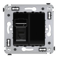 Телефонная розетка RJ-12 в стену одинарная, "Avanti", "Черный квадрат" DKC